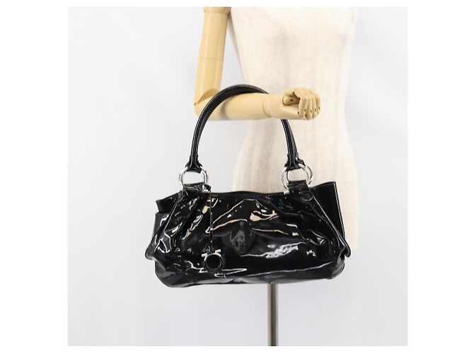 Gancini Tote Bag Salvatore Ferragamo Emaille Schwarz Silber Auth BA8785 - Ansicht 22