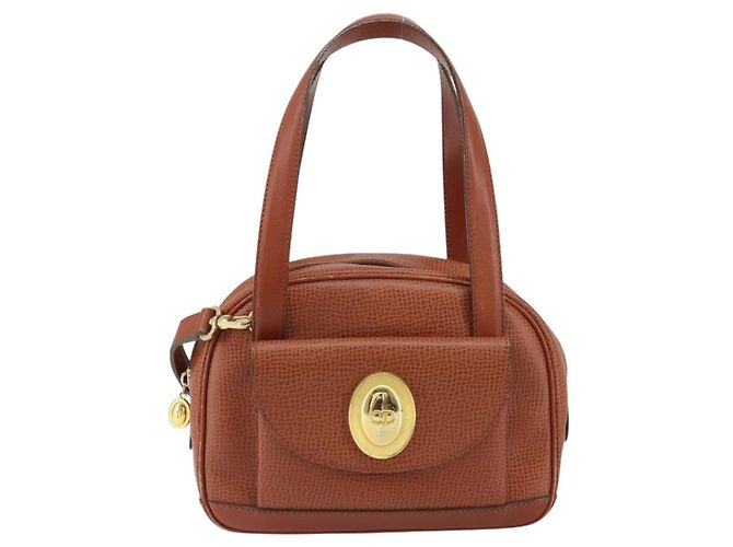 Bolsa de mão Christian Dior em couro 2 em 1 marrom dourado Auth ep12219 - vista 13
