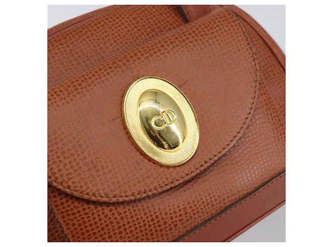 Bolsa de mão Christian Dior em couro 2 em 1 marrom dourado Auth ep12219 - vista 17