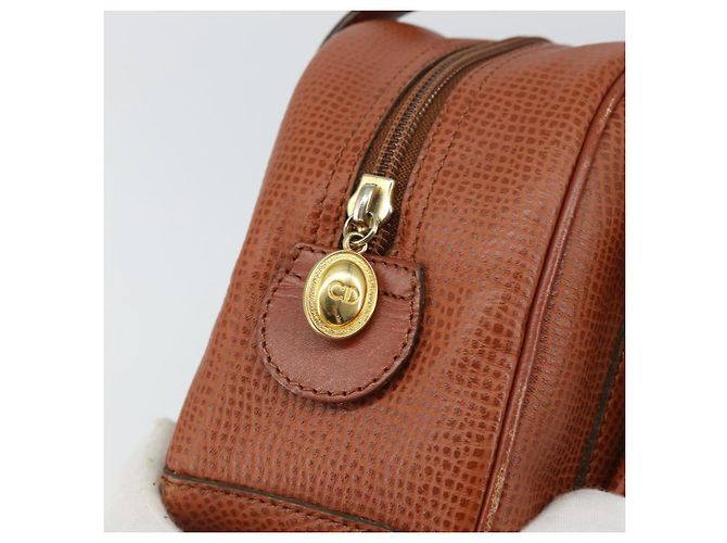 Bolsa de mão Christian Dior em couro 2 em 1 marrom dourado Auth ep12219 - vista 18