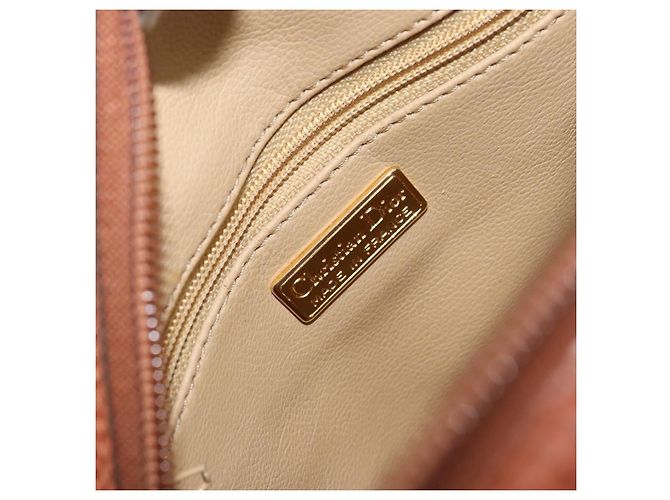 Bolsa de mão Christian Dior em couro 2 em 1 marrom dourado Auth ep12219 - vista 19