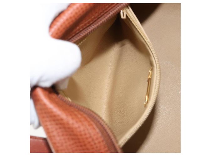 Bolsa de mão Christian Dior em couro 2 em 1 marrom dourado Auth ep12219 - vista 23