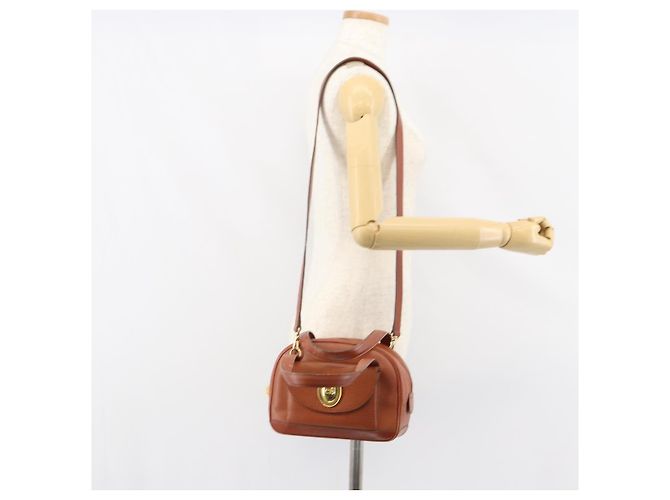 Bolsa de mão Christian Dior em couro 2 em 1 marrom dourado Auth ep12219 - vista 25