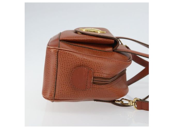 Bolsa de mão Christian Dior em couro 2 em 1 marrom dourado Auth ep12219 - vista 3