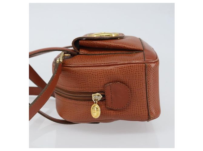 Bolsa de mão Christian Dior em couro 2 em 1 marrom dourado Auth ep12219 - vista 4