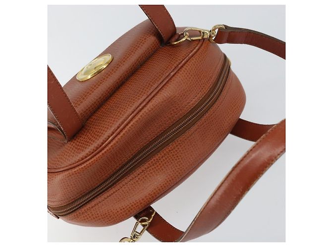 Bolsa de mão Christian Dior em couro 2 em 1 marrom dourado Auth ep12219 - vista 6