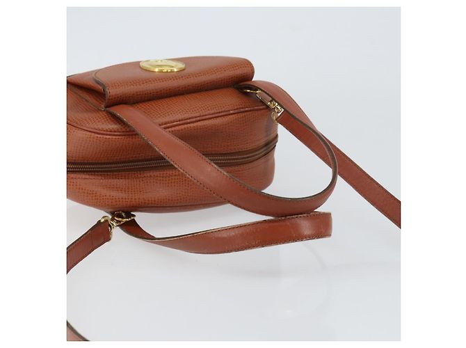 Bolsa de mão Christian Dior em couro 2 em 1 marrom dourado Auth ep12219 - vista 7