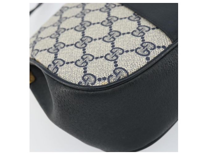 Borsa a Spalla Gucci GG Supreme Sherry Line PVC Blu Navy Oro 10 02 024 Auth 156423 D'oro - vista 14