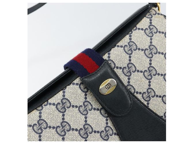 Borsa a Spalla Gucci GG Supreme Sherry Line PVC Blu Navy Oro 10 02 024 Auth 156423 D'oro - vista 17