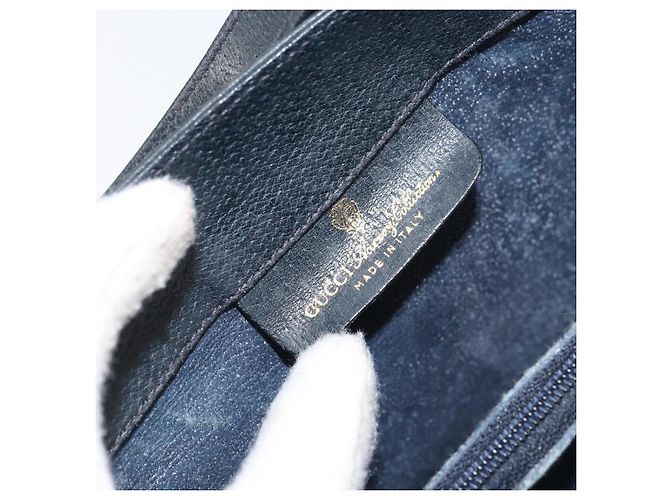 Borsa a Spalla Gucci GG Supreme Sherry Line PVC Blu Navy Oro 10 02 024 Auth 156423 D'oro - vista 18