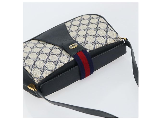 Borsa a Spalla Gucci GG Supreme Sherry Line PVC Blu Navy Oro 10 02 024 Auth 156423 D'oro - vista 6