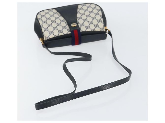 Borsa a Spalla Gucci GG Supreme Sherry Line PVC Blu Navy Oro 10 02 024 Auth 156423 D'oro - vista 7
