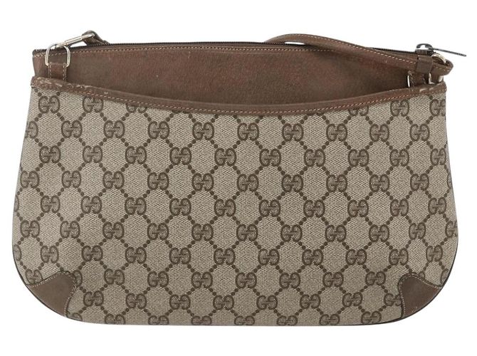 GUCCI GG Supreme Web Sherry Line Bag PVC Beige Gold 904 02 026 Auth ka846 Golden - view 2