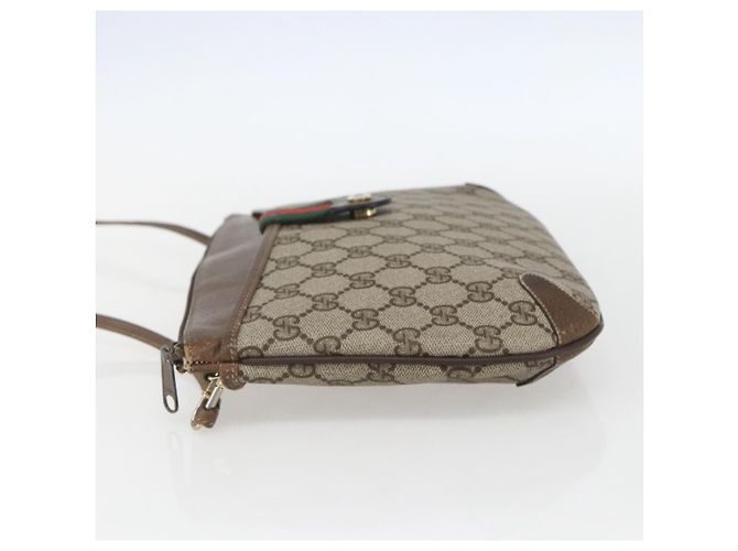 GUCCI GG Supreme Web Sherry Line Bag PVC Beige Gold 904 02 026 Auth ka846 Golden - view 3