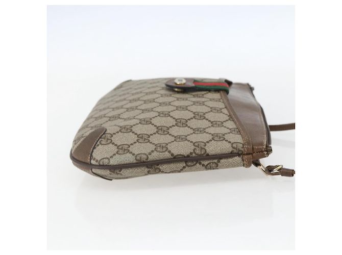GUCCI GG Supreme Web Sherry Line Bag PVC Beige Gold 904 02 026 Auth ka846 Golden - view 4