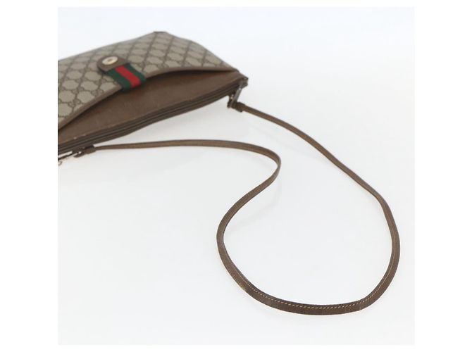 GUCCI GG Supreme Web Sherry Line Bag PVC Beige Gold 904 02 026 Auth ka846 Golden - view 7