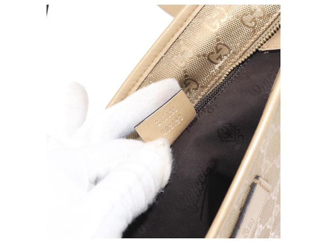 GUCCI GG Implementierung Tote Bag PVC Gold 211138 Auth 156414 Golden - Ansicht 12
