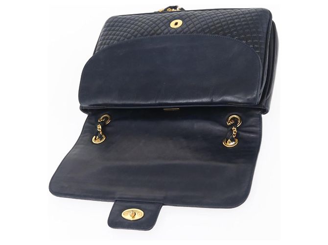 BALLY Borsa a Spalla a Catena Pelle Blu Navy Oro Auth 156485 D'oro - vista 10