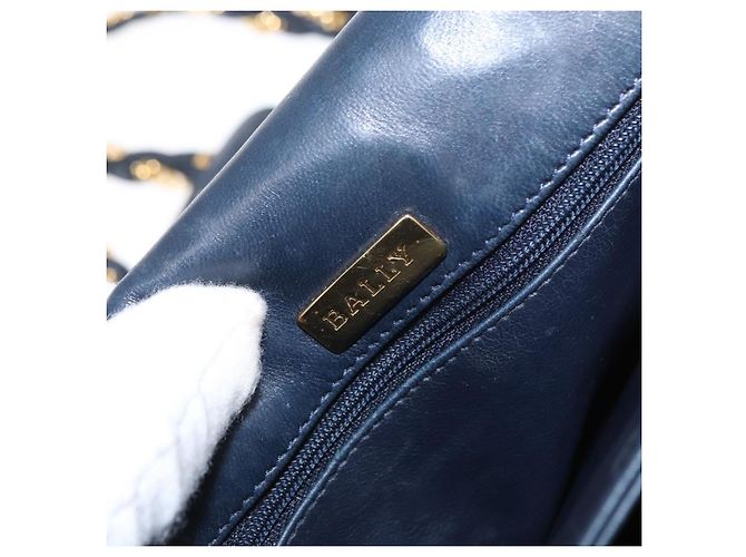BALLY Borsa a Spalla a Catena Pelle Blu Navy Oro Auth 156485 D'oro - vista 11