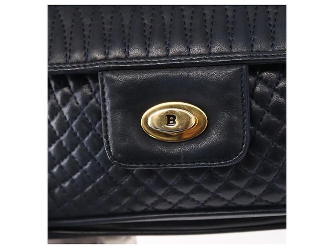 BALLY Borsa a Spalla a Catena Pelle Blu Navy Oro Auth 156485 D'oro - vista 17