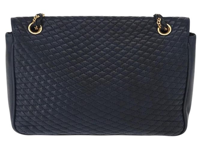 BALLY Borsa a Spalla a Catena Pelle Blu Navy Oro Auth 156485 D'oro - vista 2