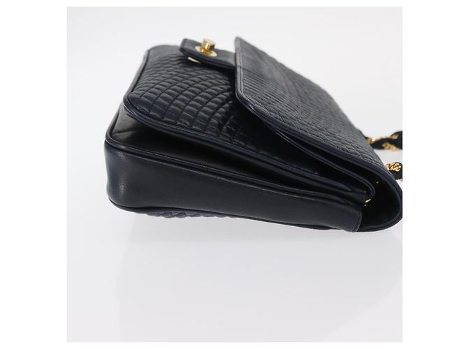 BALLY Borsa a Spalla a Catena Pelle Blu Navy Oro Auth 156485 D'oro - vista 3