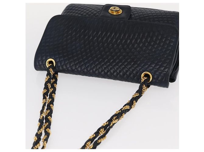 BALLY Borsa a Spalla a Catena Pelle Blu Navy Oro Auth 156485 D'oro - vista 6