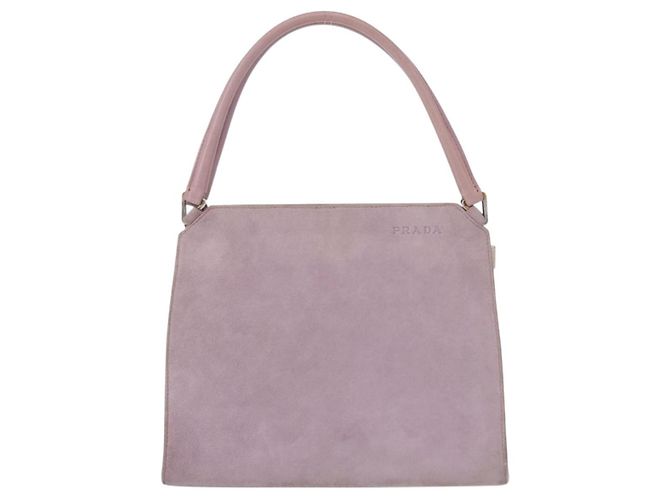 PRADA Borsa a Mano Camoscio Viola Argento Auth gh1452 Porpora - vista 13
