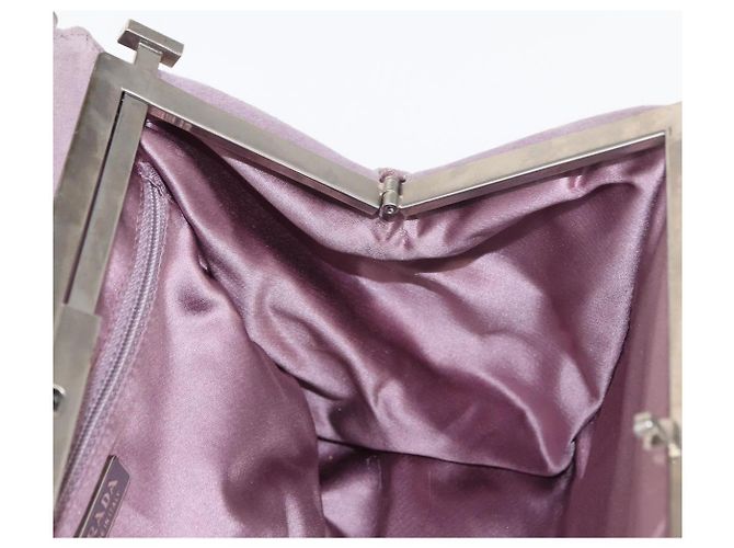 PRADA Borsa a Mano Camoscio Viola Argento Auth gh1452 Porpora - vista 18