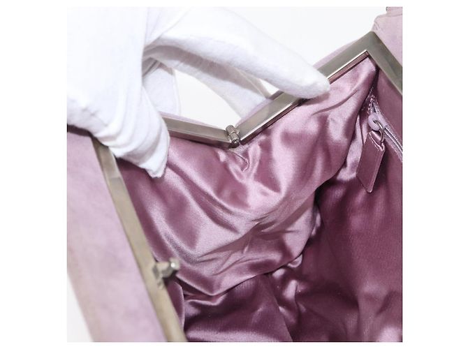 PRADA Borsa a Mano Camoscio Viola Argento Auth gh1452 Porpora - vista 19