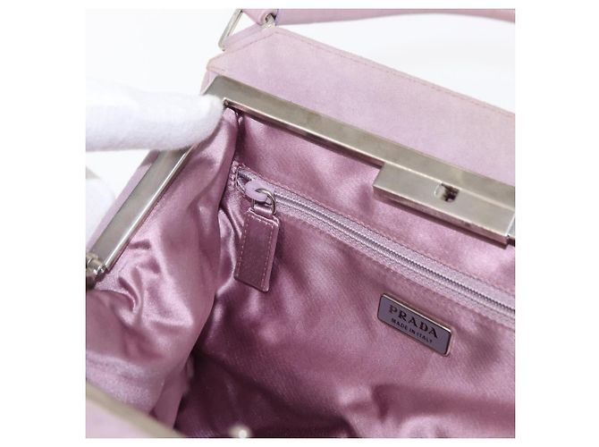 PRADA Borsa a Mano Camoscio Viola Argento Auth gh1452 Porpora - vista 20