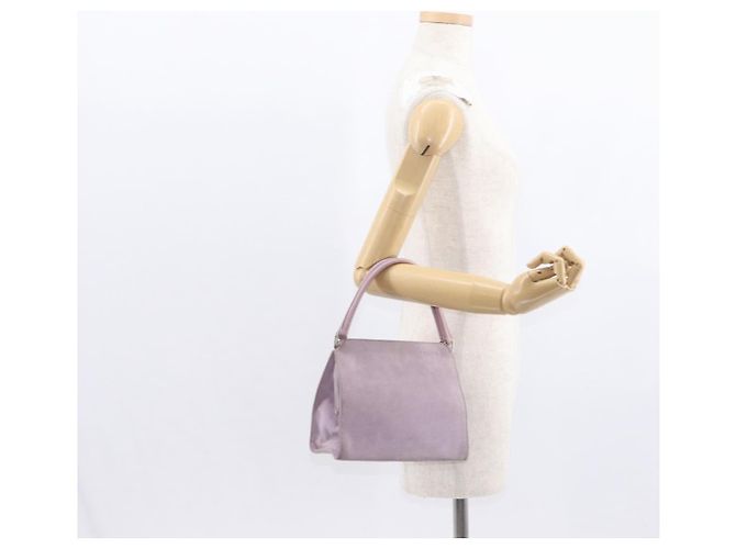 PRADA Borsa a Mano Camoscio Viola Argento Auth gh1452 Porpora - vista 24