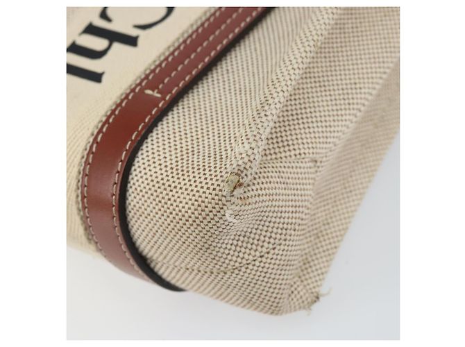 Chloé Borsa a mano Woody in tela e pelle Chloe 2 in 1 Beige Oro Auth am9996 D'oro - vista 17