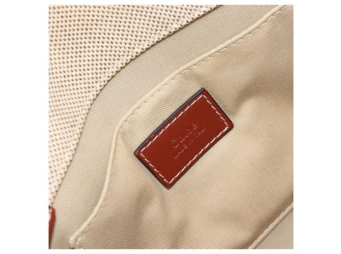 Chloé Borsa a mano Woody in tela e pelle Chloe 2 in 1 Beige Oro Auth am9996 D'oro - vista 19