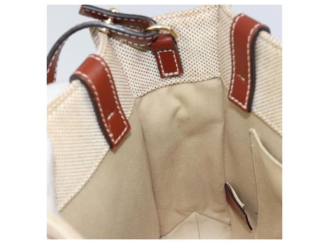 Chloé Borsa a mano Woody in tela e pelle Chloe 2 in 1 Beige Oro Auth am9996 D'oro - vista 21