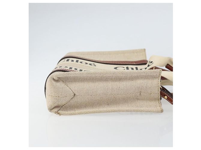 Chloé Borsa a mano Woody in tela e pelle Chloe 2 in 1 Beige Oro Auth am9996 D'oro - vista 3