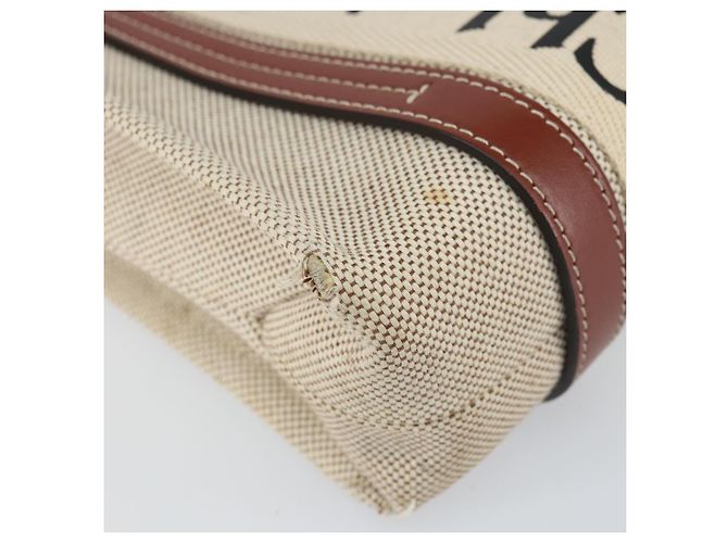 Chloé Borsa a mano Woody in tela e pelle Chloe 2 in 1 Beige Oro Auth am9996 D'oro - vista 9