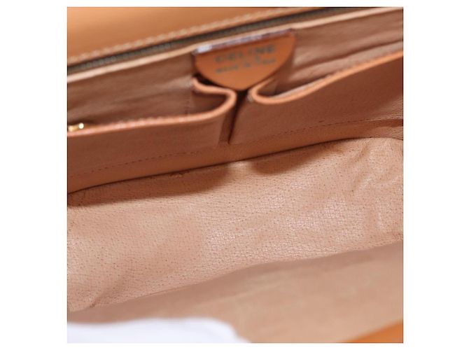 Céline Borsa a Spalla in Tela Macadam CELINE PVC Beige Oro Auth 156440 D'oro - vista 10