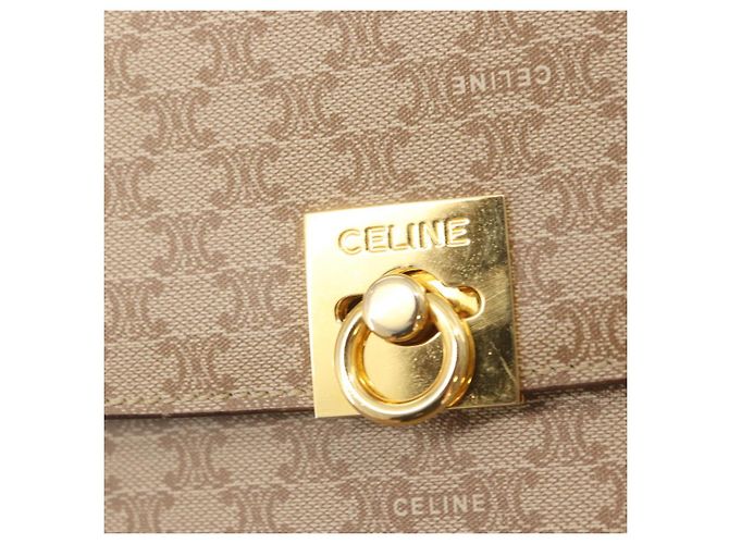 Céline Borsa a Spalla in Tela Macadam CELINE PVC Beige Oro Auth 156440 D'oro - vista 18