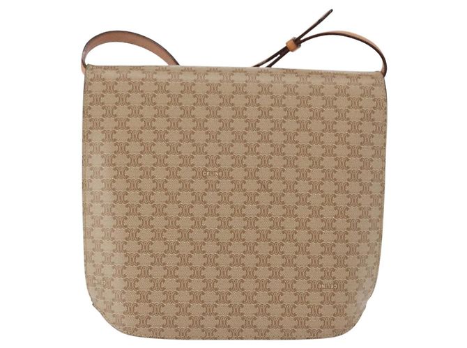 Céline Borsa a Spalla in Tela Macadam CELINE PVC Beige Oro Auth 156440 D'oro - vista 2