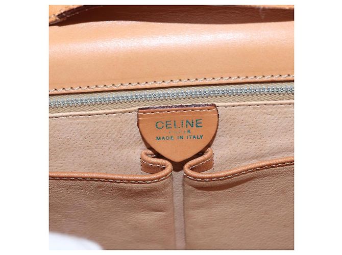 Céline Borsa a Spalla in Tela Macadam CELINE PVC Beige Oro Auth 156440 D'oro - vista 20