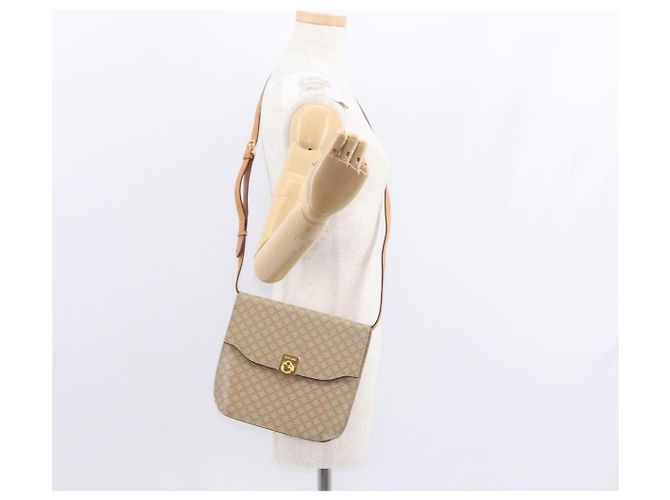 Céline Borsa a Spalla in Tela Macadam CELINE PVC Beige Oro Auth 156440 D'oro - vista 24