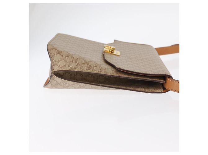 Céline Borsa a Spalla in Tela Macadam CELINE PVC Beige Oro Auth 156440 D'oro - vista 3