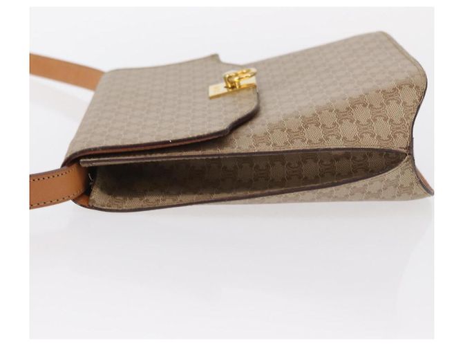 Céline Borsa a Spalla in Tela Macadam CELINE PVC Beige Oro Auth 156440 D'oro - vista 4
