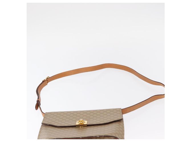 Céline Borsa a Spalla in Tela Macadam CELINE PVC Beige Oro Auth 156440 D'oro - vista 8