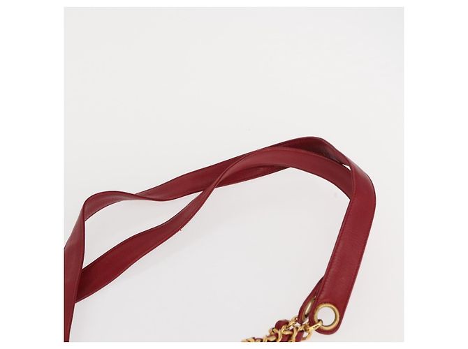 CHANEL Borsa a Spalla Matelassé in Pelle di Agnello Rossa Oro CC Auth BA9195 Rosso D'oro - vista 14