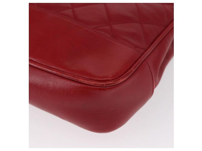 CHANEL Borsa a Spalla Matelassé in Pelle di Agnello Rossa Oro CC Auth BA9195 Rosso D'oro - vista 15