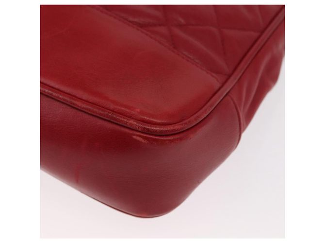 CHANEL Borsa a Spalla Matelassé in Pelle di Agnello Rossa Oro CC Auth BA9195 Rosso D'oro - vista 17