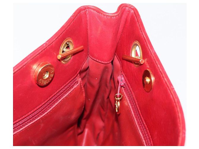 CHANEL Borsa a Spalla Matelassé in Pelle di Agnello Rossa Oro CC Auth BA9195 Rosso D'oro - vista 19
