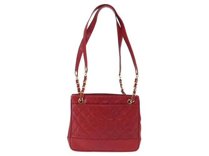 CHANEL Borsa a Spalla Matelassé in Pelle di Agnello Rossa Oro CC Auth BA9195 Rosso D'oro - vista 2